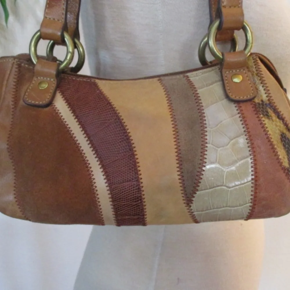 - Fossil HoBo Patchwork leather suede Purse VTG